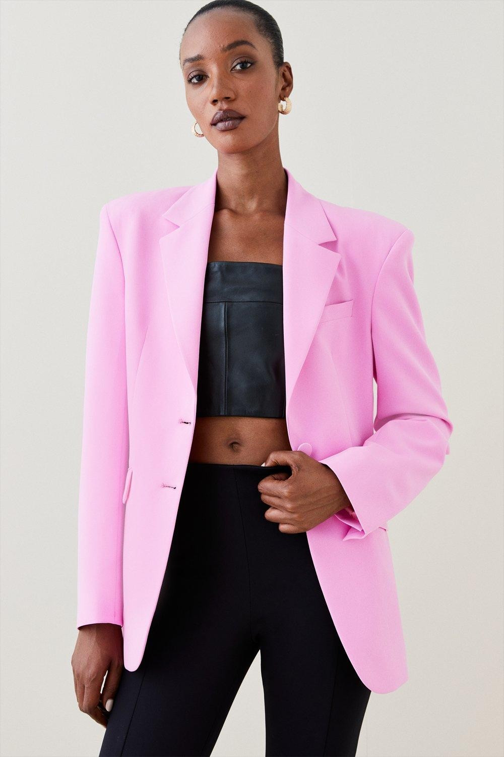 Strong Shoulder Single Breasted Blazer | Karen Millen US