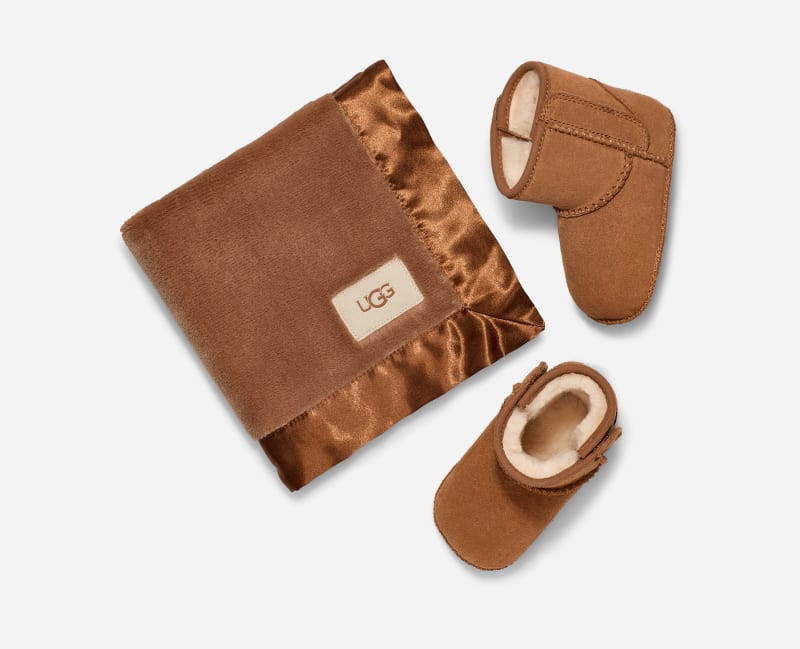 UGG® Infants' Baby Classic and Lovey Fleece/Suede Classic Boots in Chestnut, Size 12-18 mos | UGG (US)