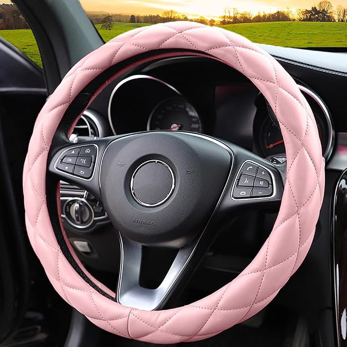 YHONGJT Soft Microfiber Leather Steering Wheel Cover, Universal 15 Inch for Women Girls, Fit Vehi... | Amazon (US)