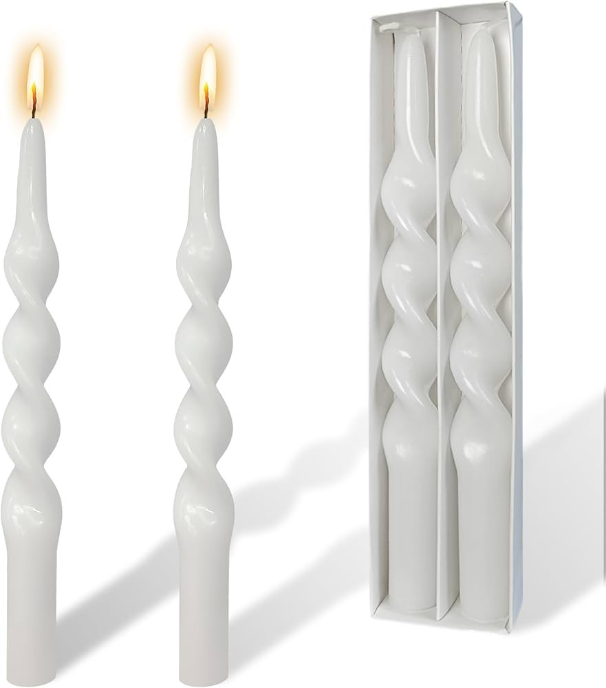 Unscented Spiral Twist Taper Candles 10 Inch Long White Candlesticks for Dinner Home Decor Weddin... | Amazon (US)