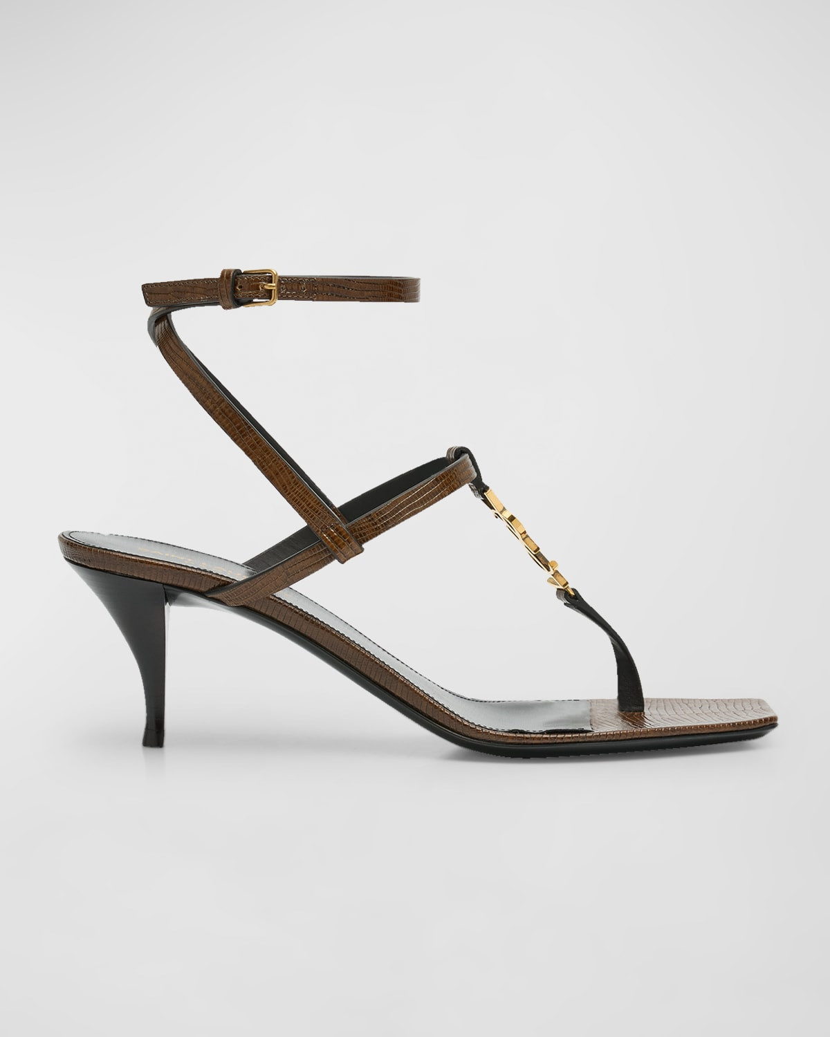 Cassandra Leather YSL Ankle-Strap Sandals | Neiman Marcus