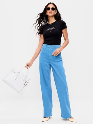 Old Navy x The Devil Wears Prada Extra High-Waisted Cerulean Wide-Leg Jeans | Old Navy (US)