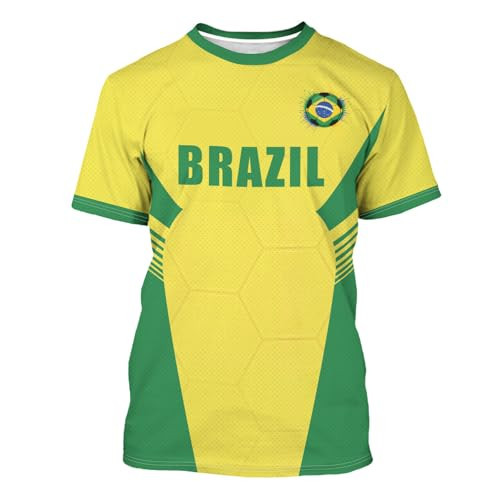 ABCPXY Brazil Soccer Jersey Nation Brazil Flag T-Shirt for Men Casual Short Sleeve Unisex Sportswear Training Football Top | Amazon (US)