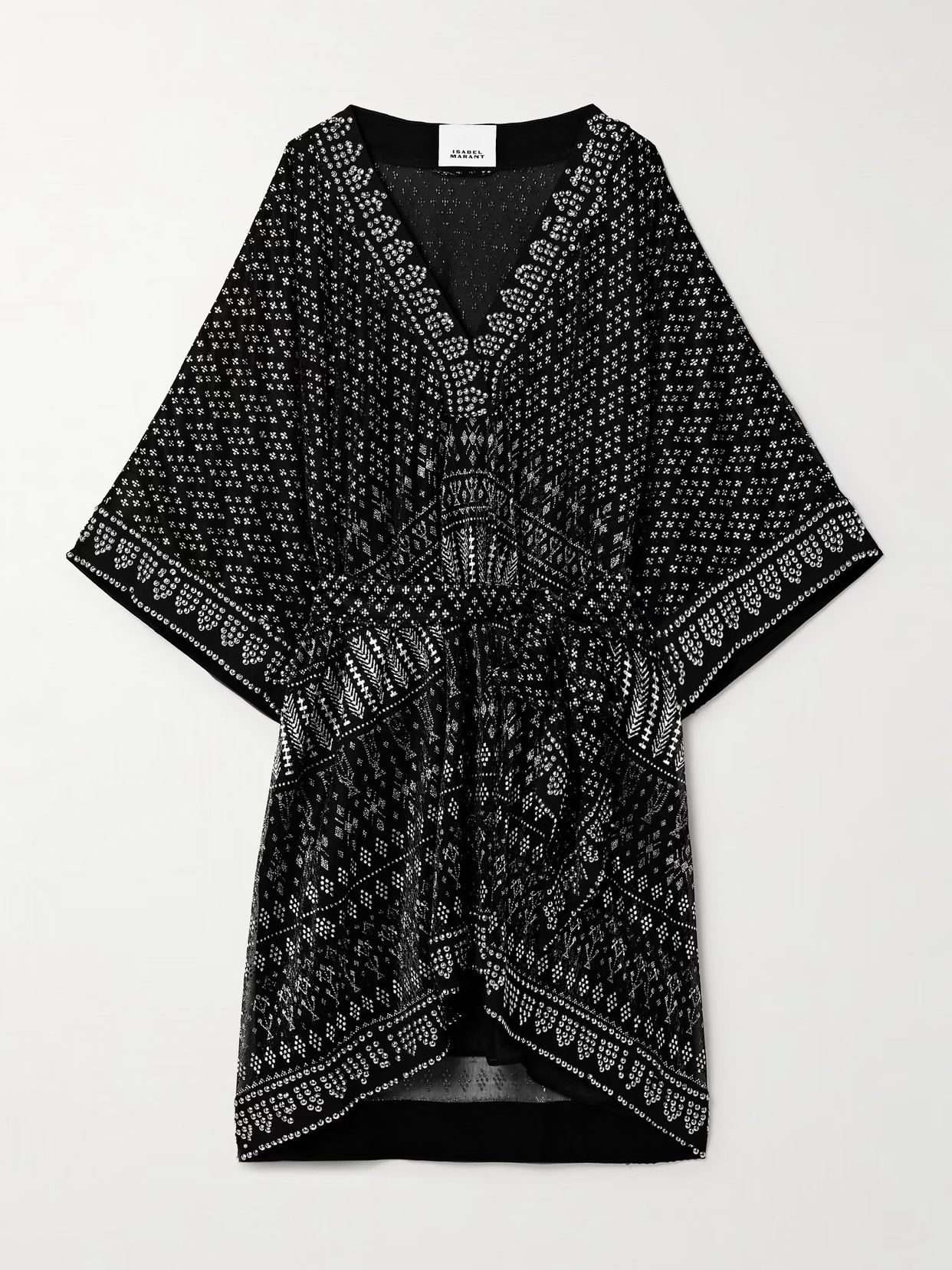 Isabel Marant - Nawel Embellished Printed Mesh Mini Dress - Black | NET-A-PORTER (US)