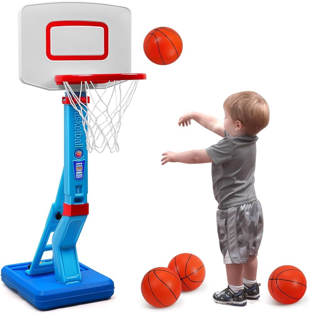 SUPER JOY Toddler Basketball Hoop Height Adjustable Kids Basketball Hoop for Indoor Outdoor Play ... | Amazon (US)
