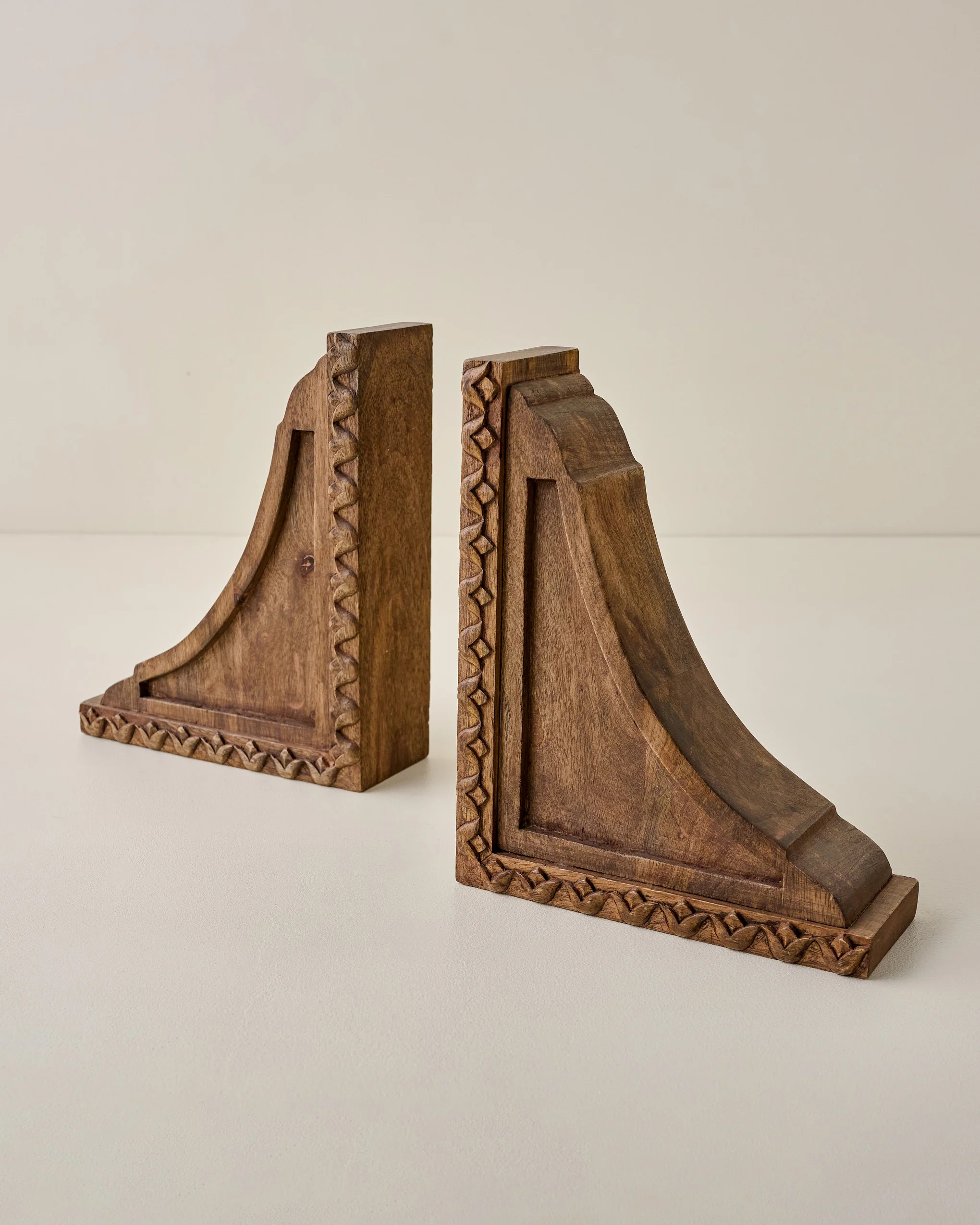 Warren Hand Carved Wood Bookends | Magnolia