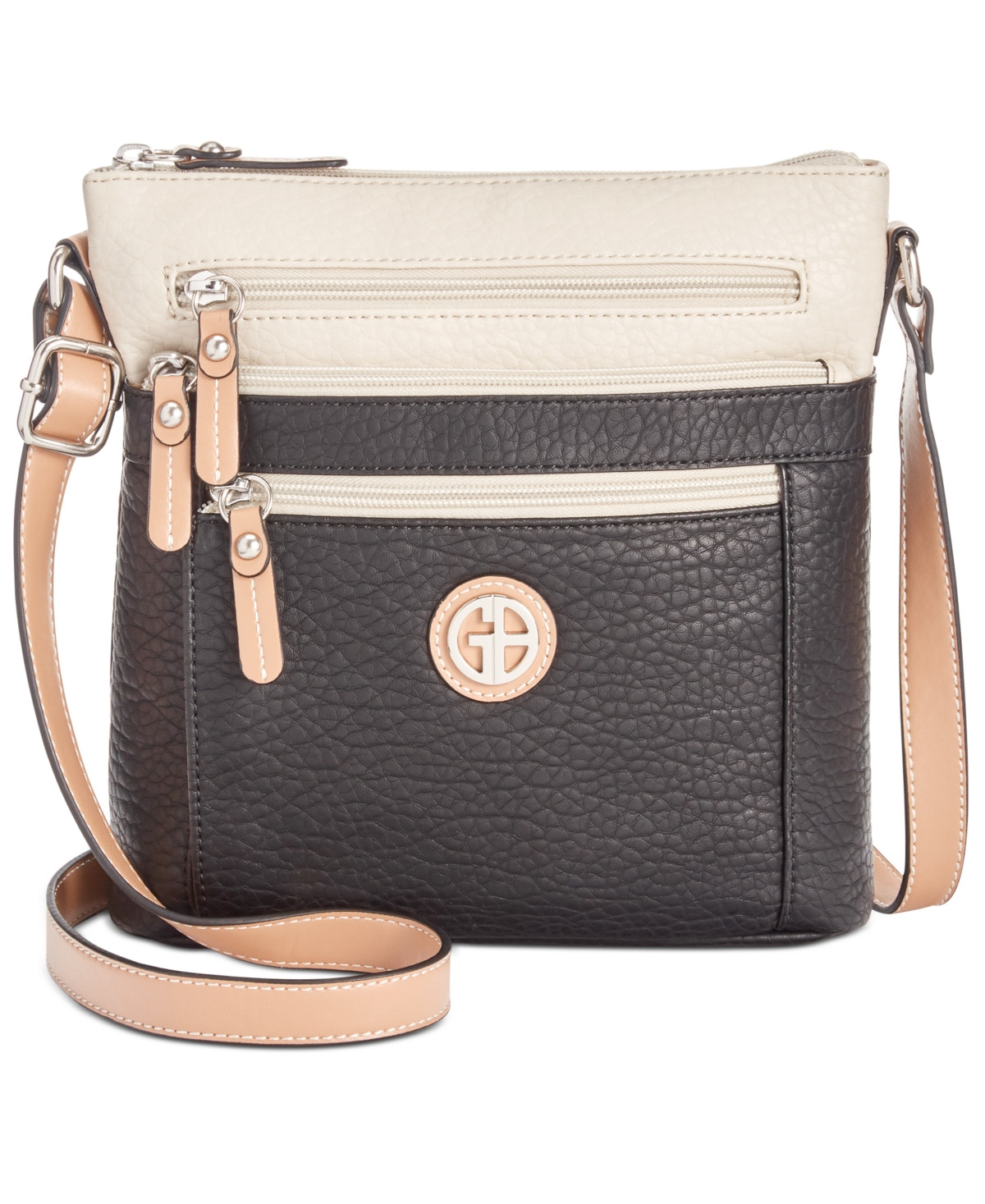 Giani Bernini Colorblock Pebble Crossbody, Exclusively at Macy's - Black/Ivory/Silver | Macy's