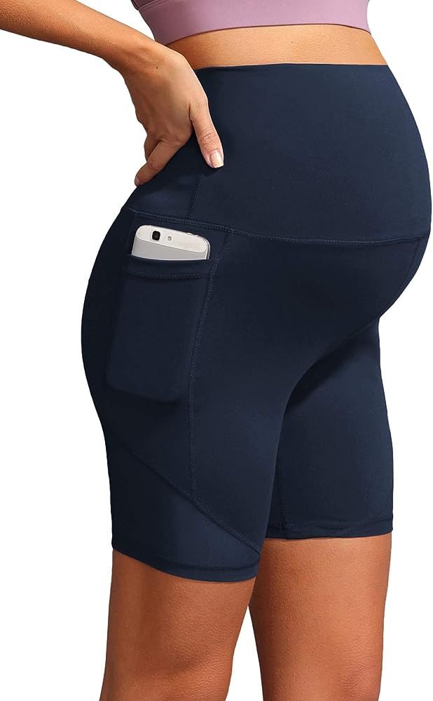 Maacie Women Maternity Yoga Shorts Athletic Active Shorts with Pockets | Amazon (US)