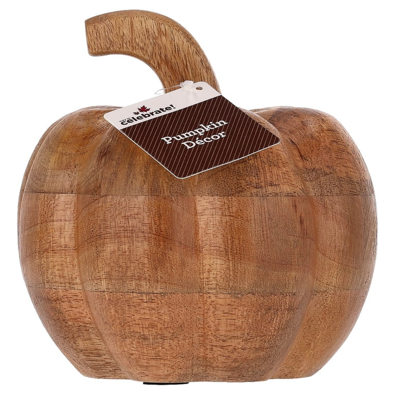 Wood Pumpkin Tabletop Decoration, Brown, 6", Fall by Way To Celebrate | Walmart (US)