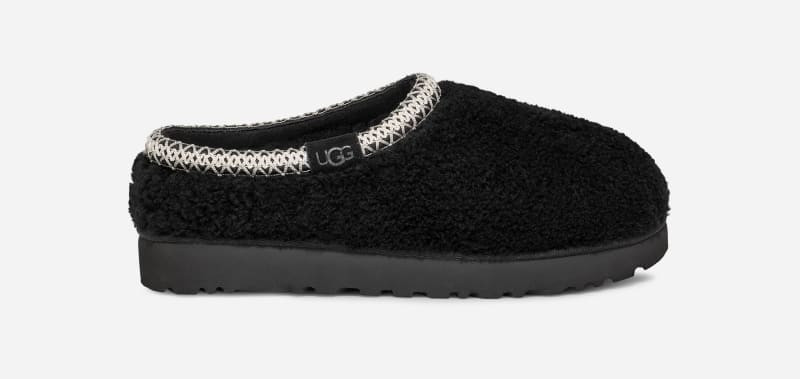 UGG® Women's Tasman Maxi Curly Sheepskin/Recycled Materials Clogs Slippers in Black, Size 6 | UGG (US)