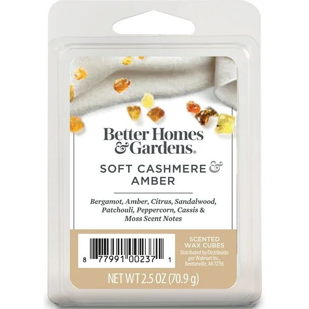 Soft Cashmere Amber Scented Wax Melts, Better Homes & Gardens, 2.5 oz (1-Pack) - Walmart.com | Walmart (US)
