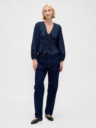 Denim Tie-Front Crop Shirt | Gap (US)