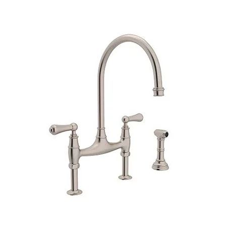 Rohl U.4719L-STN-2 Perrin and Rowe Deck Mount Bridge Kitchen Faucet with Sidespray with High C Spout | Walmart (US)