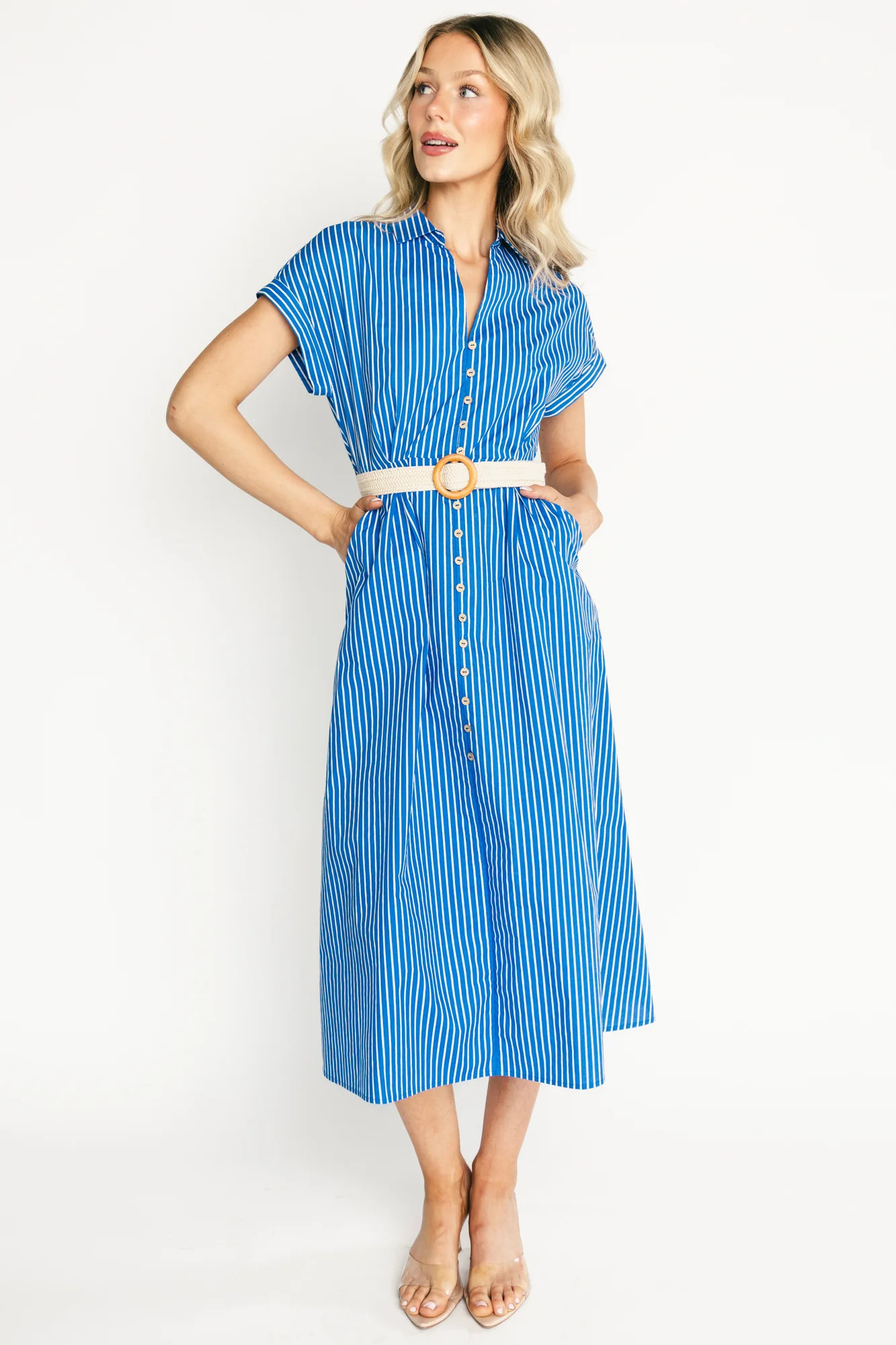 Pyper Midi Dress — Blue Stripe Cotton Midi | Baltic Born | Baltic Born