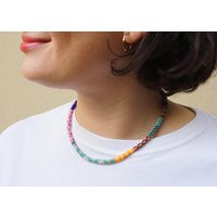 Handmade Jewelry Beaded Necklace, Seed Bead Colorful Jewelry, Bohemian Necklace | Etsy (US)