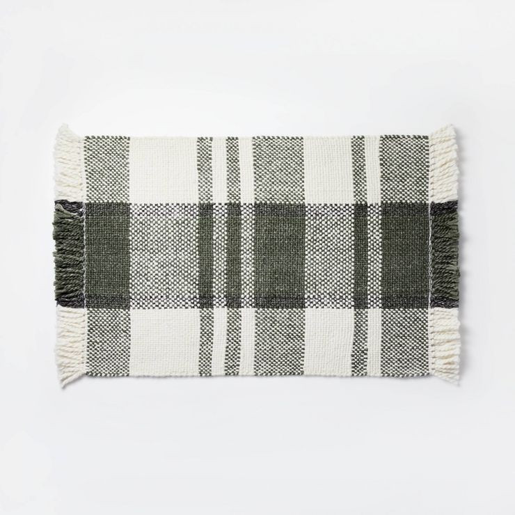 2'1"x3'2" Handloom with Fringe Rug Ivory Forest Moss - Threshold™ designed ... | Target