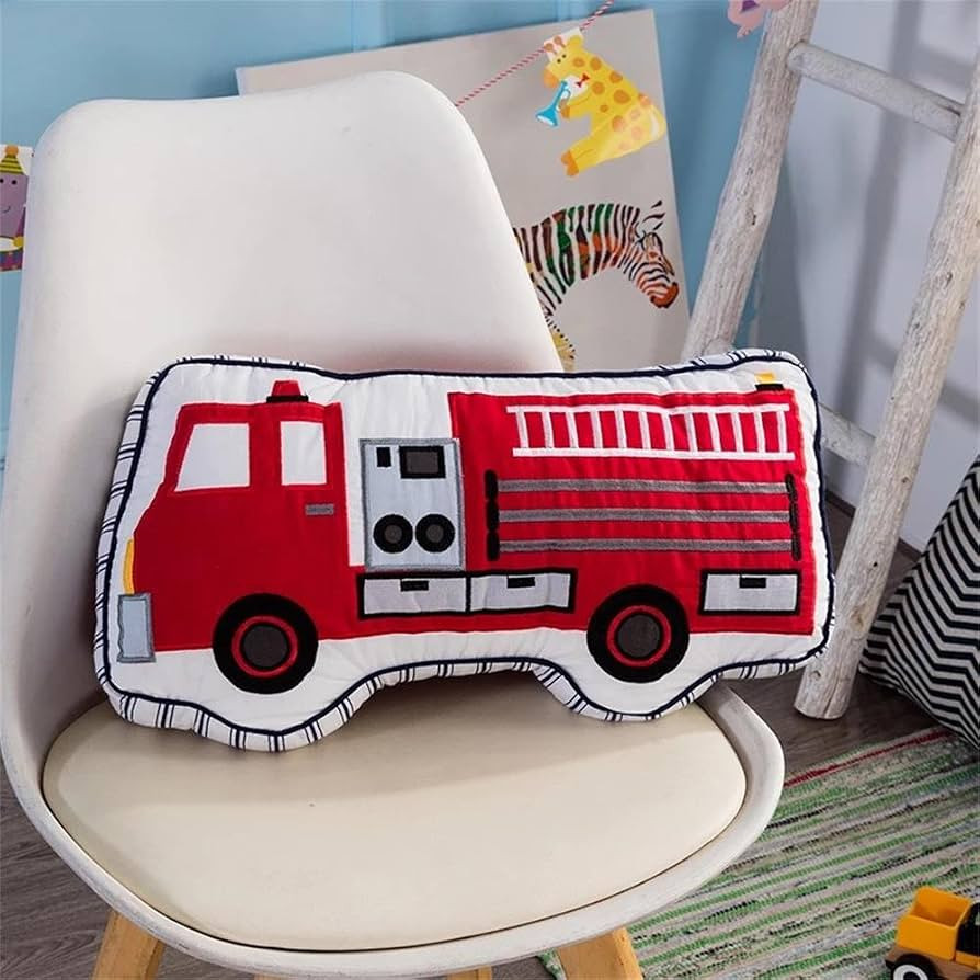 Brandream Boys Pillow Fire Truck Pillow Boys Cotton Decorative Throw Pillows Couch Bed Living Roo... | Amazon (US)