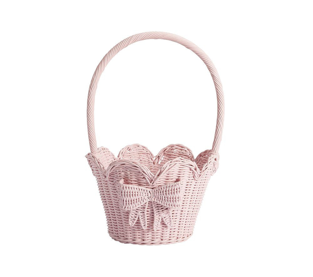 Rattan Scallop Easter Basket Pink, Medium | Pottery Barn Kids