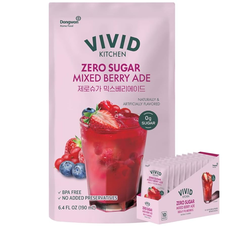 VIVID KITCHEN | Mixed Berry Ade Pouch drinks – Zero Sugar, Zero Calories | Korean Convenience S... | Amazon (US)