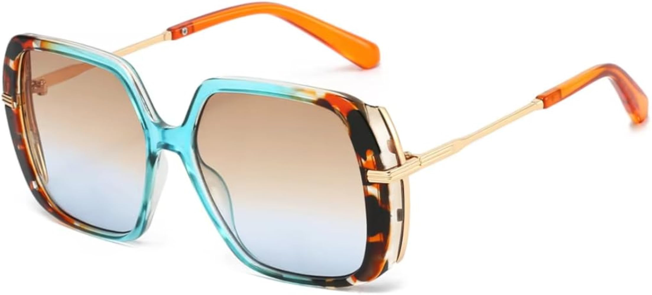 Retro Rivets Men Sunglasses Gradient Shades Uv400 Fashion Clear Lens Frame | Amazon (US)