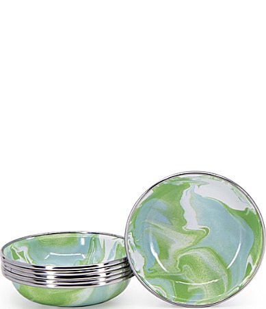 Golden Rabbit Enamelware Modern Monet Tasting Bowls Set of 6 - Green | Dillard's