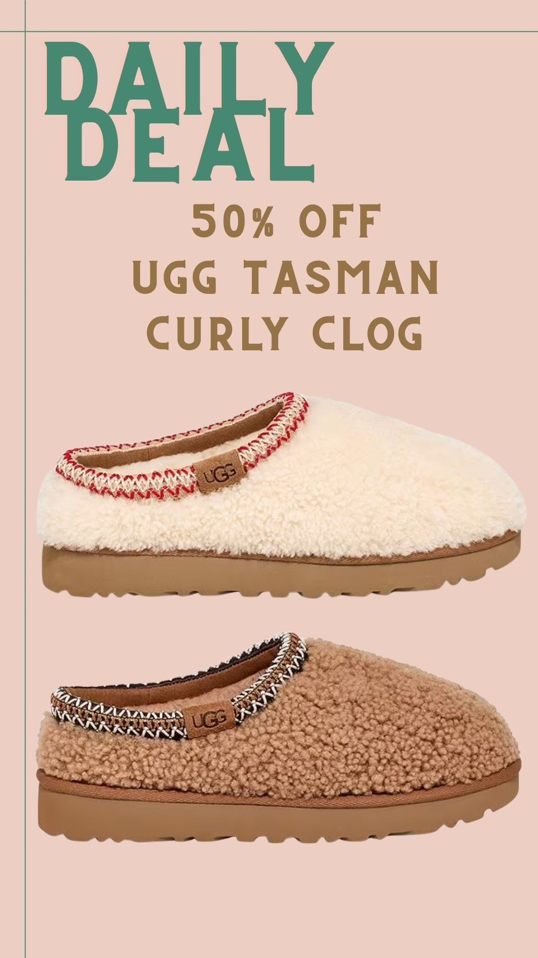 Save 50% on Ugg Tasman Curly Clogs!! These are so cute and such a steal right now! 

#LTKselfcare #LTKSaleAlert #LTKootd