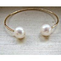 Double Pearl Cuff, Hawaii Pearl Bangle, Hammered Gold Cuff, White Pearl Gold Bracelet, Large White Pearl Bracelet, Adjustable Gold Bangle | Etsy (US)