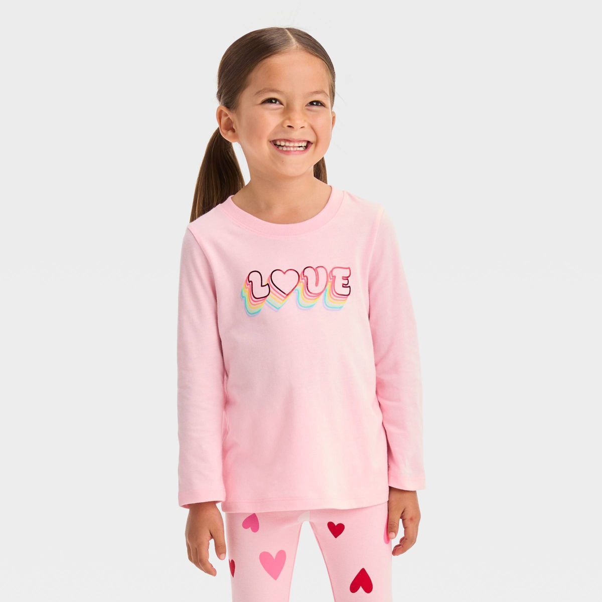 Toddler Love Long Sleeve T-Shirt - Cat & Jack™ Light Pink | Target