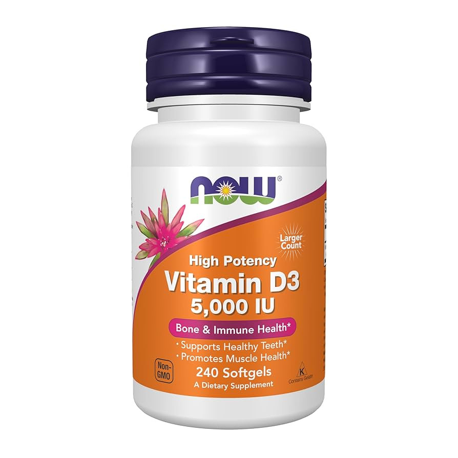 NOW Foods Supplements, Vitamin D-3 5,000 IU, High Potency, Structural Support*, 240 Softgels | Amazon (US)