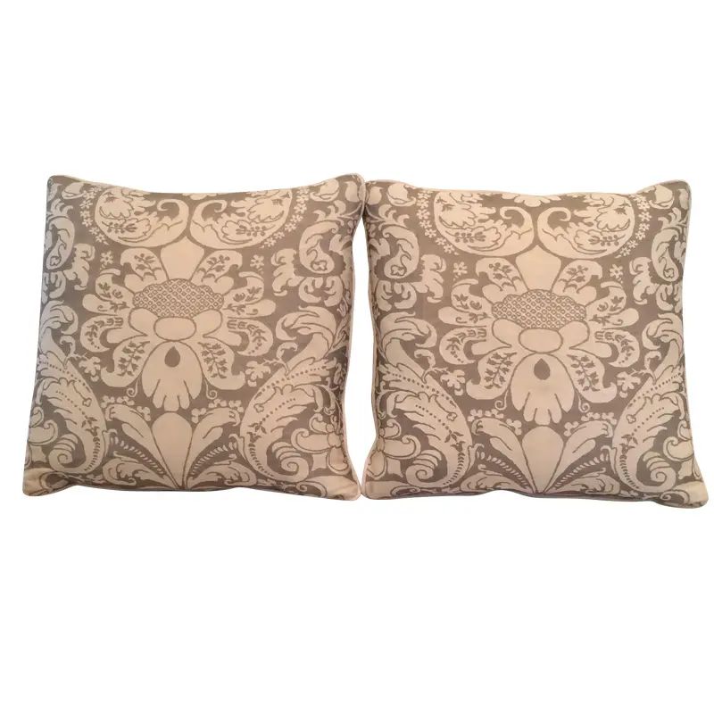 Vintage Fortuny Square Pillows - A Pair | Chairish