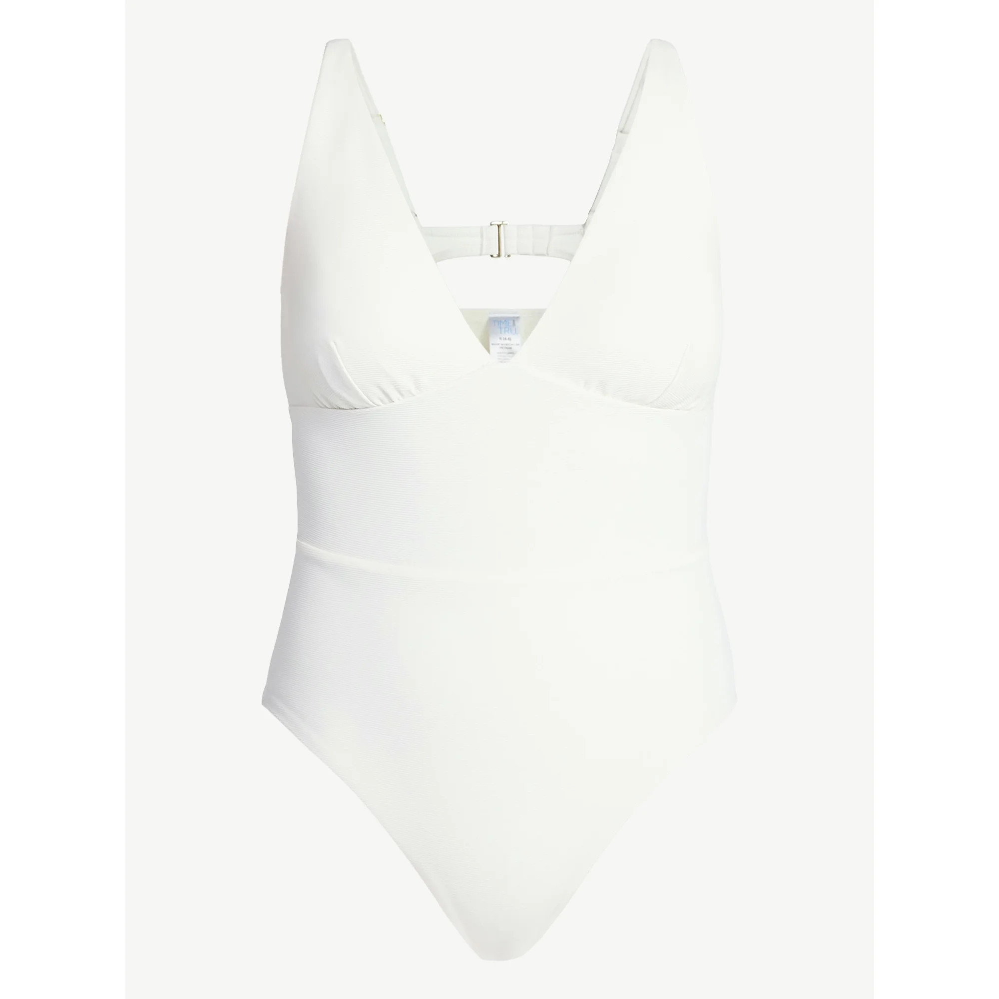Time and Tru Women's and Women’s Plus Ribbed Plunge One-Piece Swimsuit, Sizes XS-3X | Walmart (US)