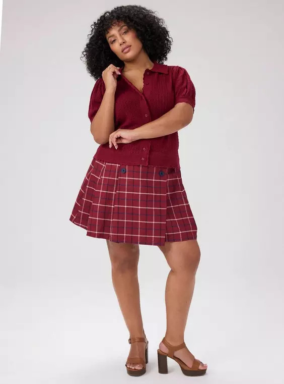 Belle Isle Button Front Pleated Skort in Multi | Torrid (US & Canada)