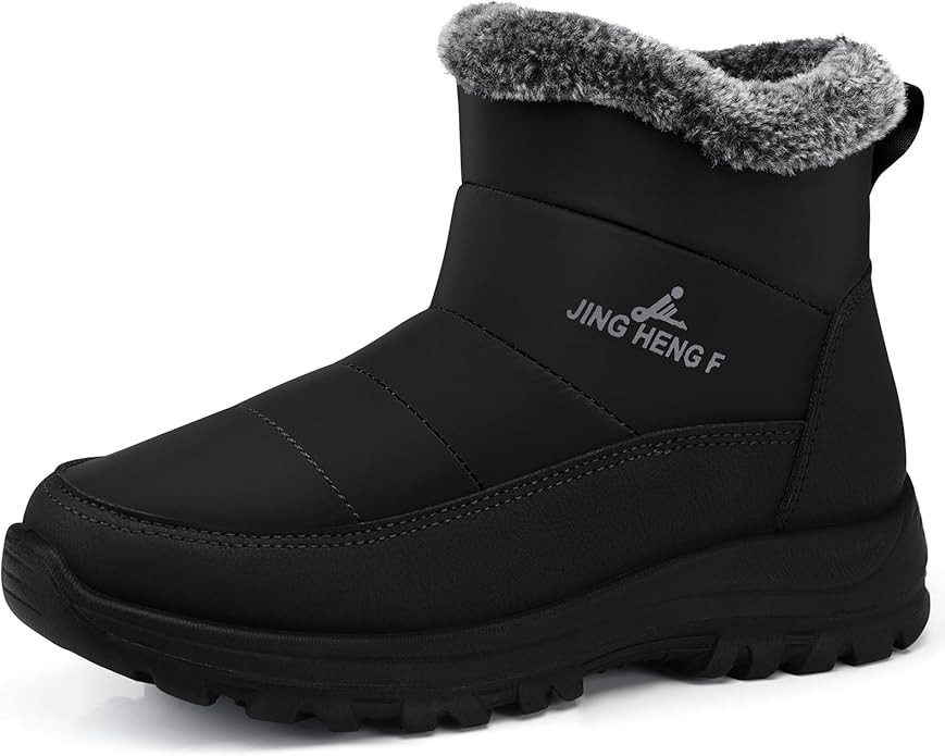 SHIBEVER Winter Boots for Women Snow: Fur Lined Warm Ankle Boots - Adjustable Water Resistant Out... | Amazon (US)