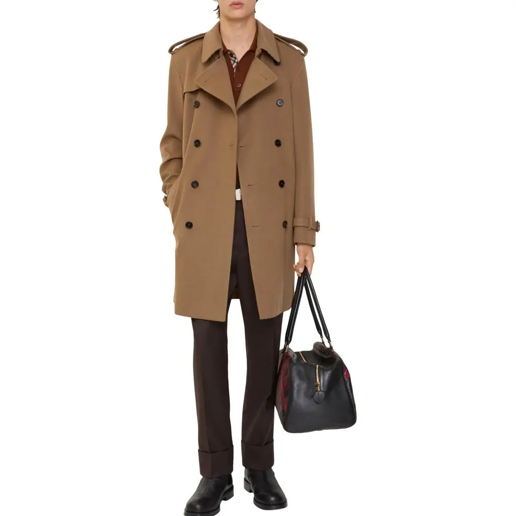 burberry Mid-length Cashmere Trench Coat in Camel at Nordstrom, Size 40 | Nordstrom