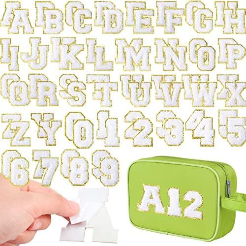 Amazon.com: 72 Pieces Self Adhesive Chenille Letters Patches Chenille Number Patches Varsity Fuzz... | Amazon (US)