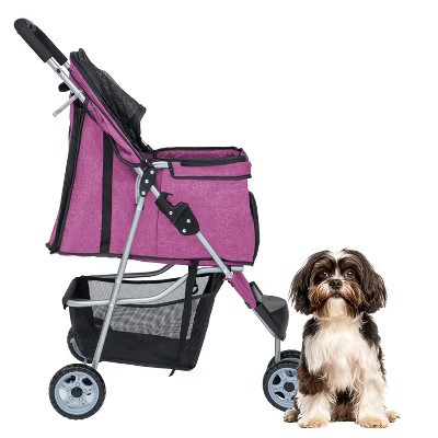 BestMassage Dog Stroller 3 Wheels Premium Pet Stroller Dog Cat Jogger with Cup Holder and Mesh Windows for Small Medium Dogs Cat, Purple | Target