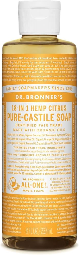 Dr. Bronner's - Pure-Castile Liquid Soap (Citrus, 8 ounce) - Made with Organic Oils, 18-in-1 Uses... | Amazon (US)