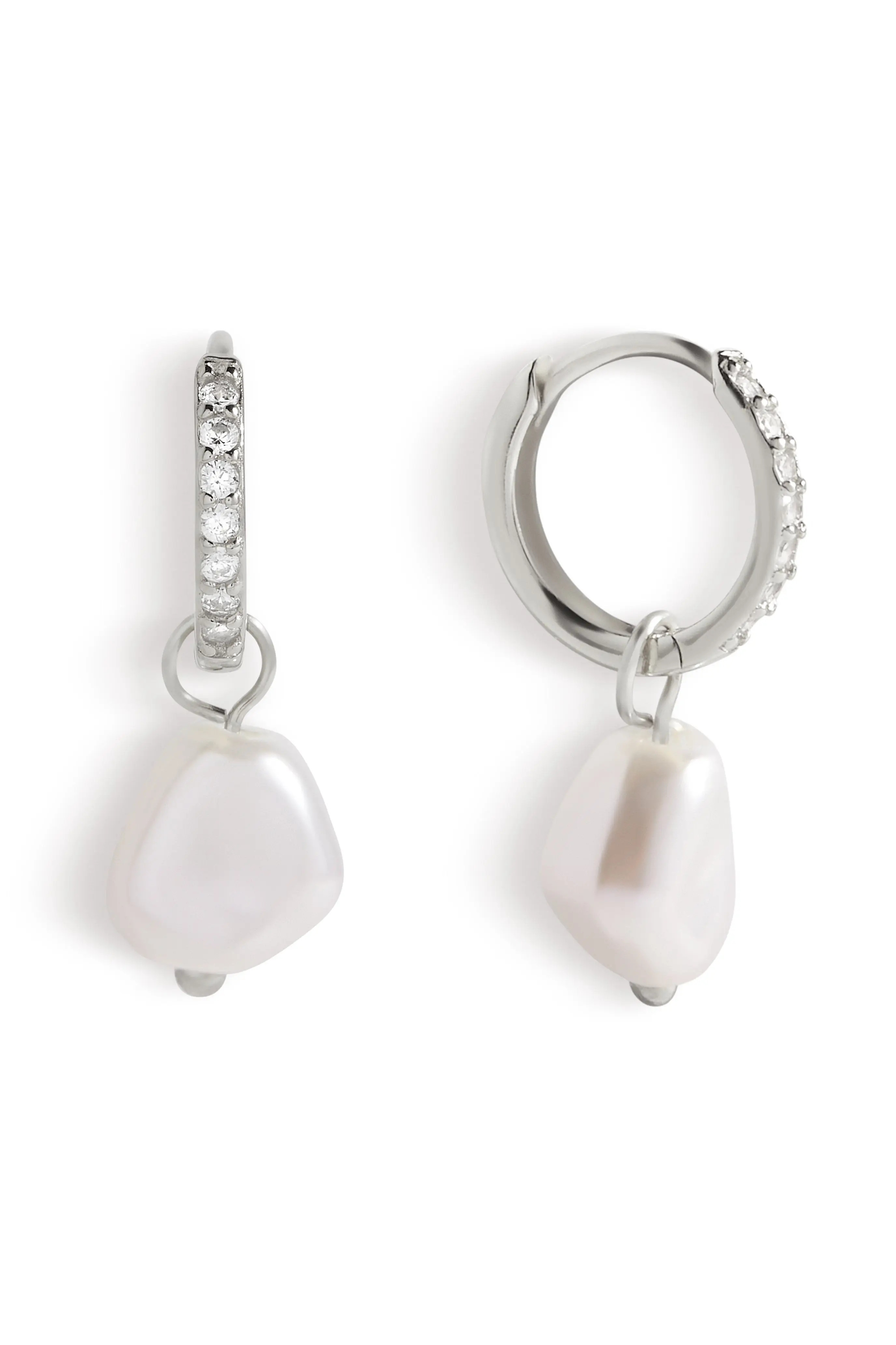Freshwater Pearl Drop Pave Huggie Earrings (Women) | Nordstrom | Nordstrom