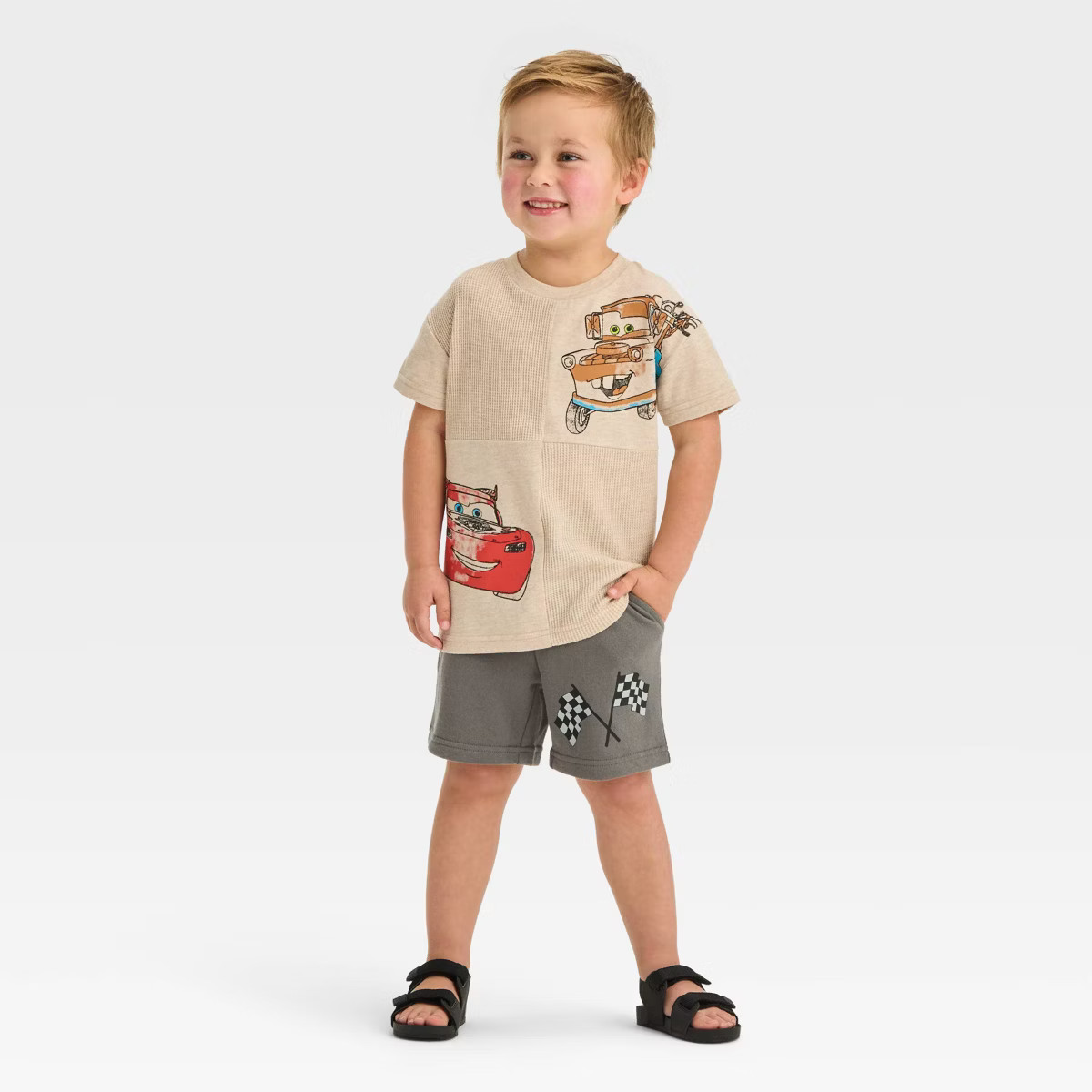 Toddler Boys' Disney Cars Lightning McQueen Top and Bottom Set - Beige | Target