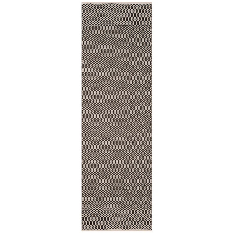 Mooreton Geometric Handmade Flatweave Cotton Ivory/Black Area Rug | Wayfair North America