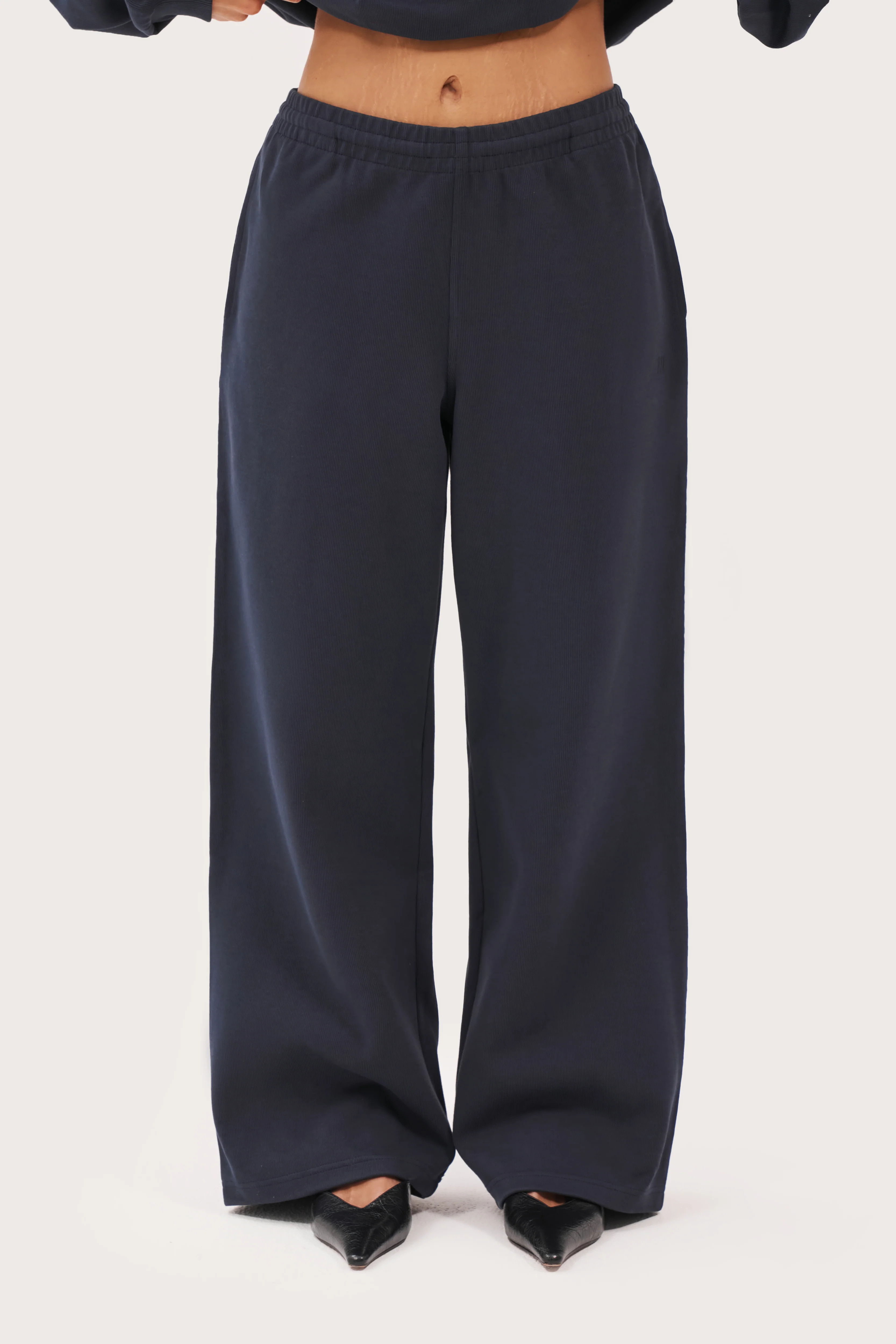 Daily Errands Wide Leg Joggers - Washed Navy | Maebe