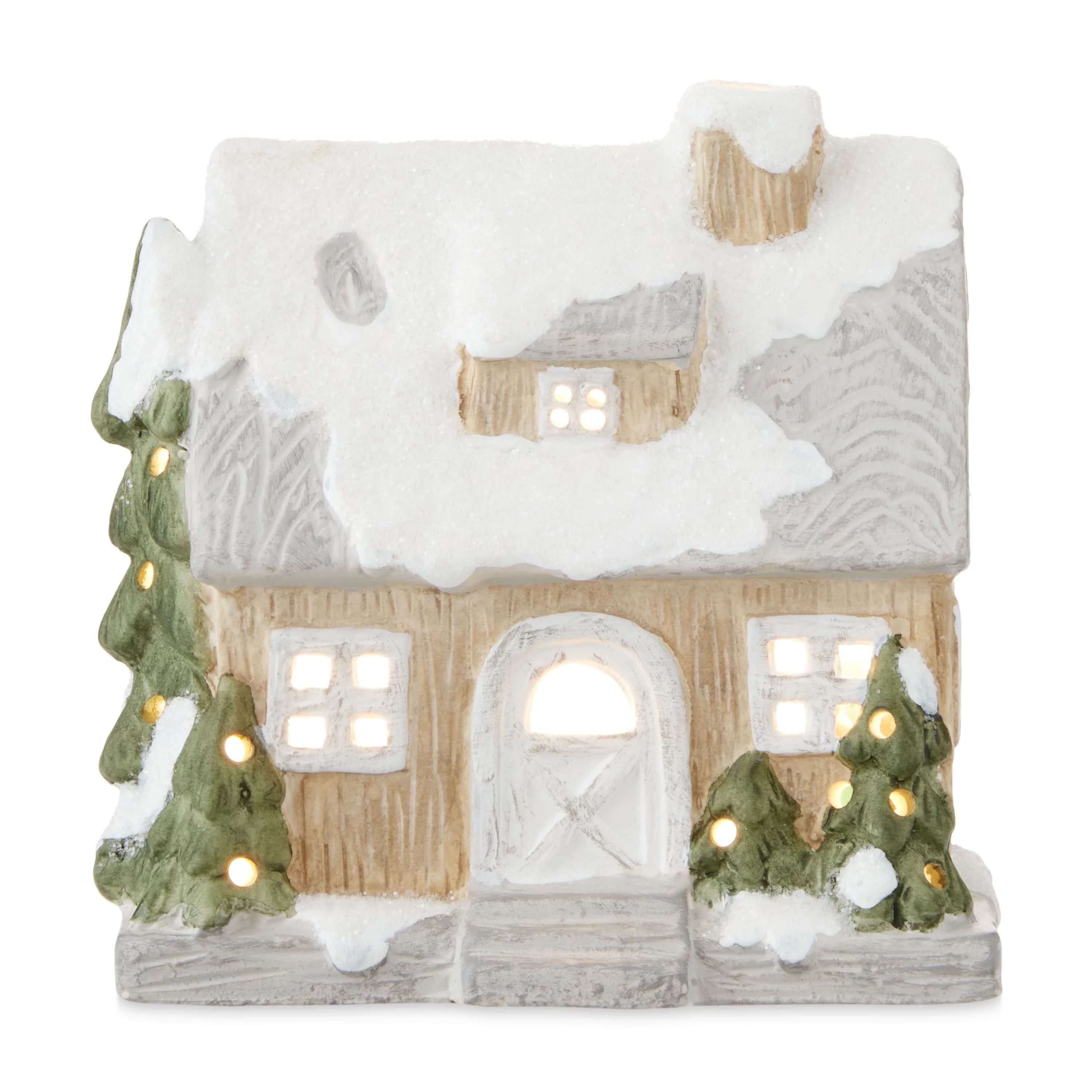 Holiday Time Cabin with LED Lights and Music, 4.3" - Walmart.com | Walmart (US)