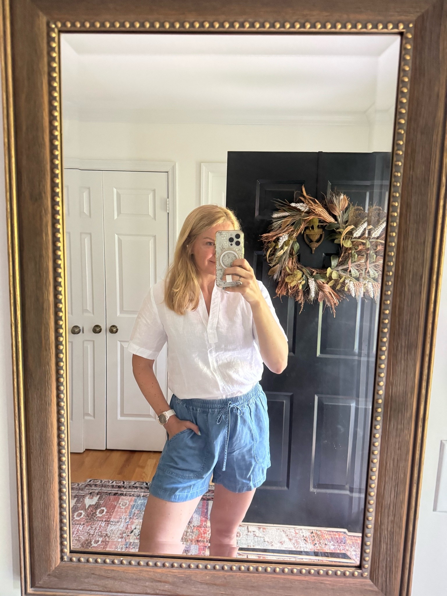 Casual put together summer outfit for working from home

Linen popover top with chambray shorts

Wearing my typical size in both. Medium wash for shorts.

#LTKdayinmylife #LTKgrwm #LTKmomlife
