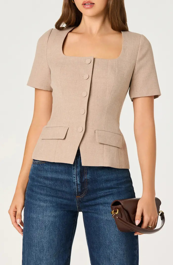 ASTR the Label Square Neck Short Sleeve Jacket | Nordstrom | Nordstrom