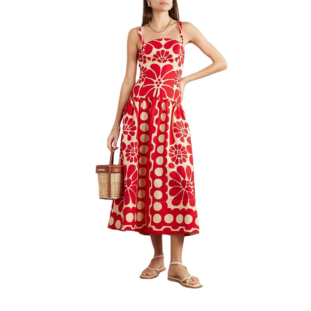 Women Floral Maxi Dress Sleeveless Ruffled Spaghetti Strap Smocked Boho Dresses Flowy A Line Sund... | Amazon (US)