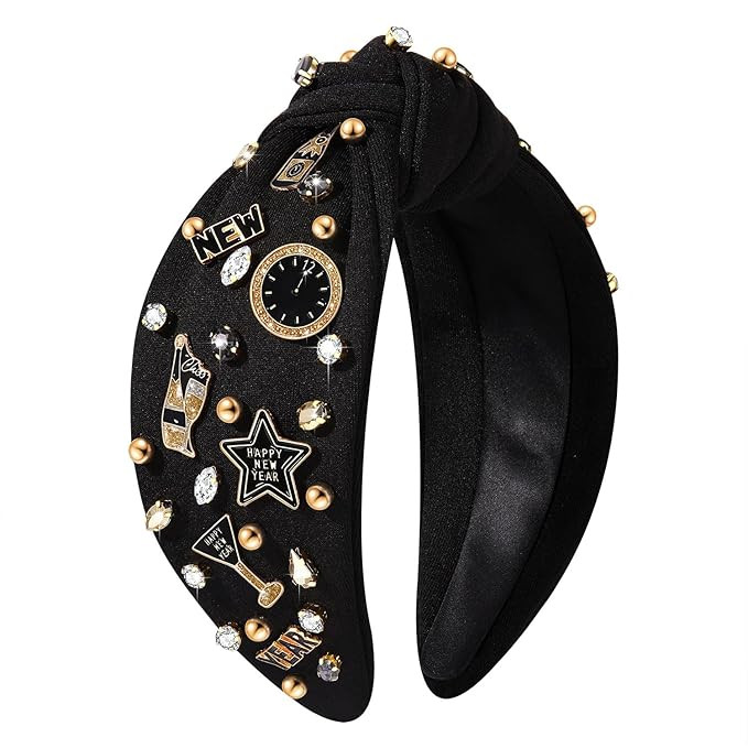 Happy New Year Headband for Women New Year’s Eve Accessories Gold Beaded NYE NEW YEAR Knotted H... | Amazon (US)