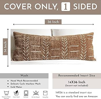 BlissBlush Brown Boho Lumbar Throw Pillow Cover 14X36, Decorative Long Accent Body Lumbar Pillow ... | Amazon (US)