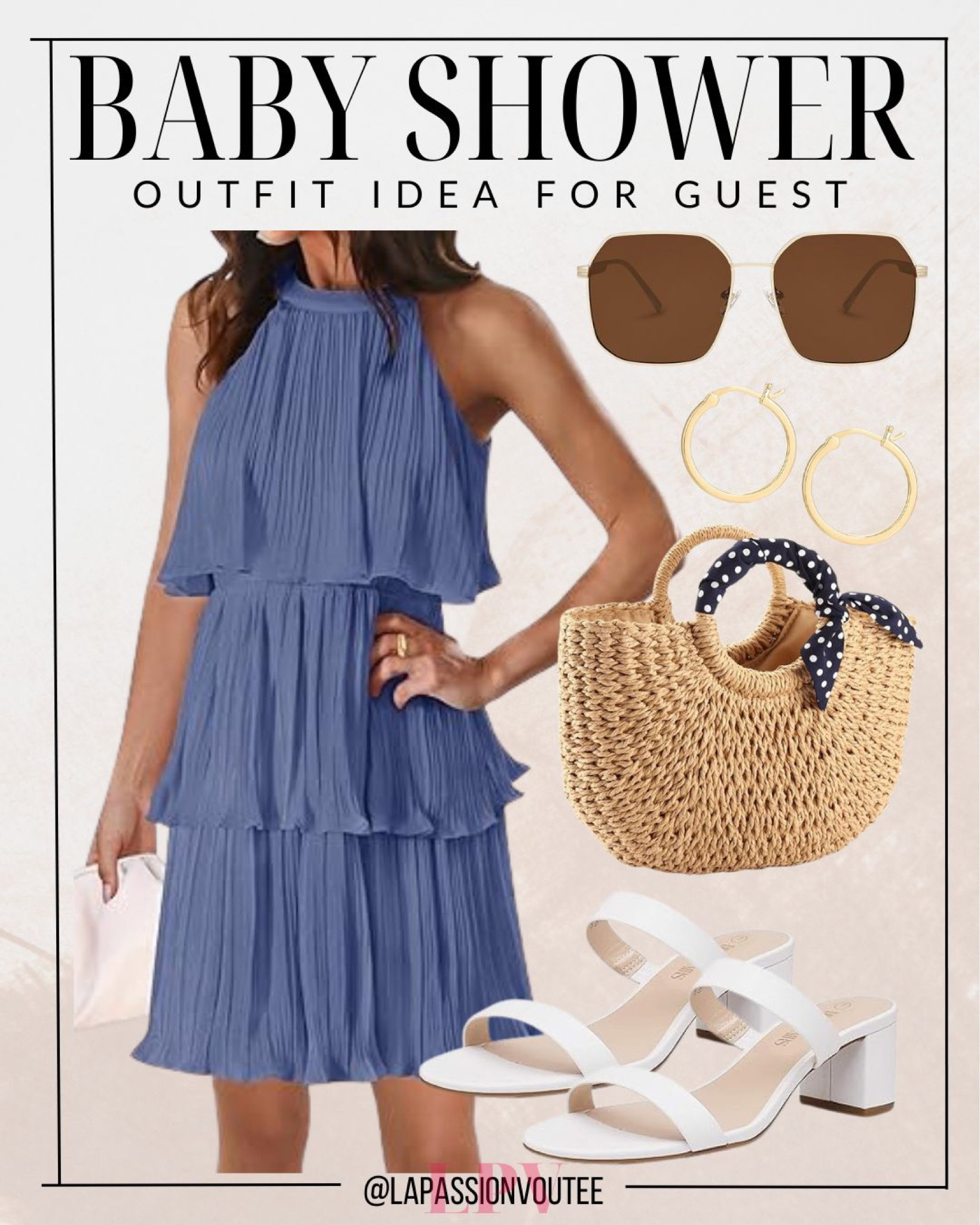 Radiate elegance at the baby shower in a layered tiered chiffon mini dress, perfect for a touch of whimsy. Complete the look with statement hoop earrings and chic sunglasses. Carry your essentials in a stylish straw tote bag and elevate with heeled sandals. Effortlessly chic, ready to celebrate the joyous occasion!

#LTKbump #LTKstyletip #LTKparties