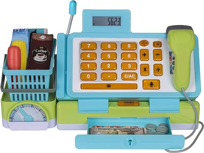 Playkidz Interactive Toy Cash Register for Kids - Sounds & Early Learning Play Includes Play Mone... | Amazon (US)