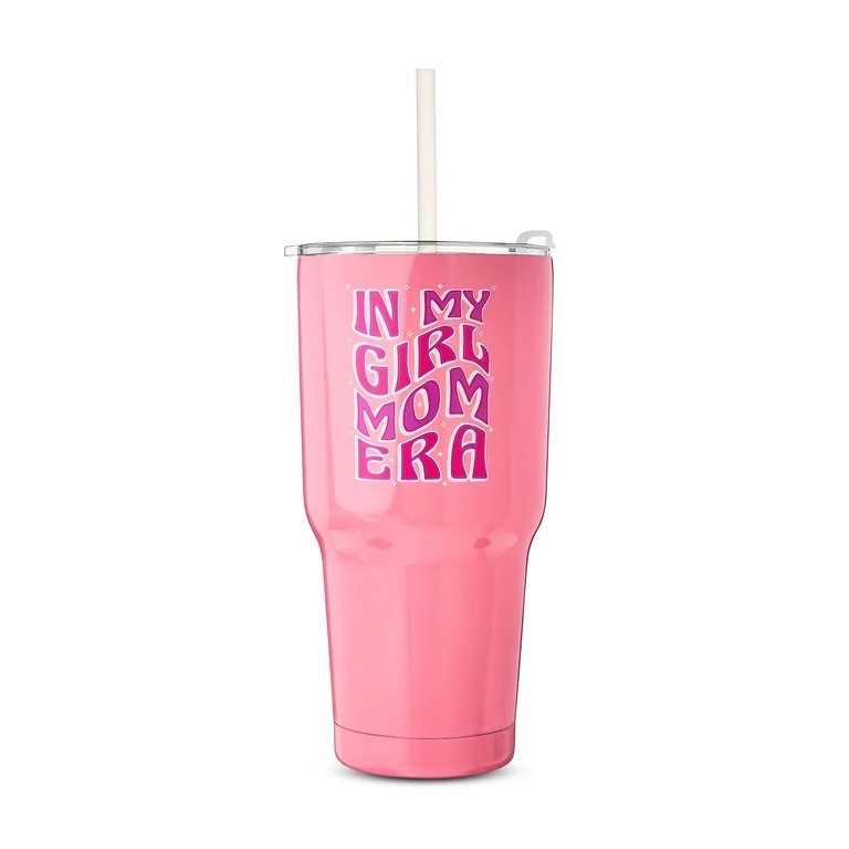 Mother's Day In My Girl Mom Era Stainless Steel Tumbler with Straw, Pink, 32 fl oz, by Way To Cel... | Walmart (US)